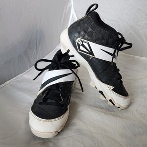 Nike Trout Fastflex Black White Football Cleats 3.5 Youth Athletic Sport Shoes